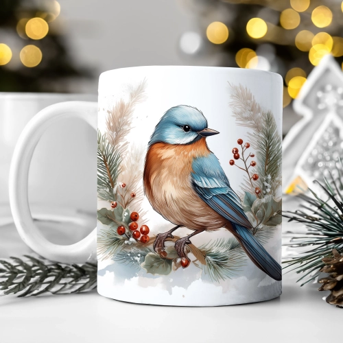 ZIMOWY KUBEK 330ml HERBATĘ KAWĘ PREZENT ŚWIĄTECZNY ŚWIĘTA RENIFER MIKOŁAJ