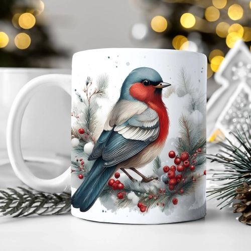 ZIMOWY KUBEK 330ml HERBATĘ KAWĘ PREZENT ŚWIĄTECZNY ŚWIĘTA RENIFER MIKOŁAJ