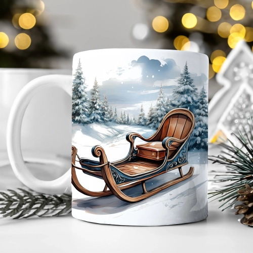 ZIMOWY KUBEK 330ml HERBATĘ KAWĘ PREZENT ŚWIĄTECZNY ŚWIĘTA RENIFER MIKOŁAJ