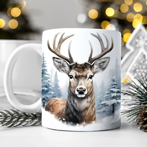 ZIMOWY KUBEK 330ml HERBATĘ KAWĘ PREZENT ŚWIĄTECZNY ŚWIĘTA RENIFER MIKOŁAJ