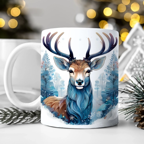 ZIMOWY KUBEK 330ml HERBATĘ KAWĘ PREZENT ŚWIĄTECZNY ŚWIĘTA RENIFER MIKOŁAJ