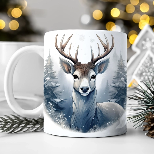 ZIMOWY KUBEK 330ml HERBATĘ KAWĘ PREZENT ŚWIĄTECZNY ŚWIĘTA RENIFER MIKOŁAJ