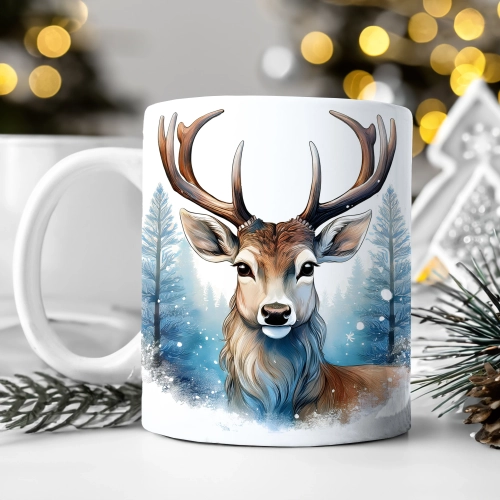 ZIMOWY KUBEK 330ml HERBATĘ KAWĘ PREZENT ŚWIĄTECZNY ŚWIĘTA RENIFER MIKOŁAJ