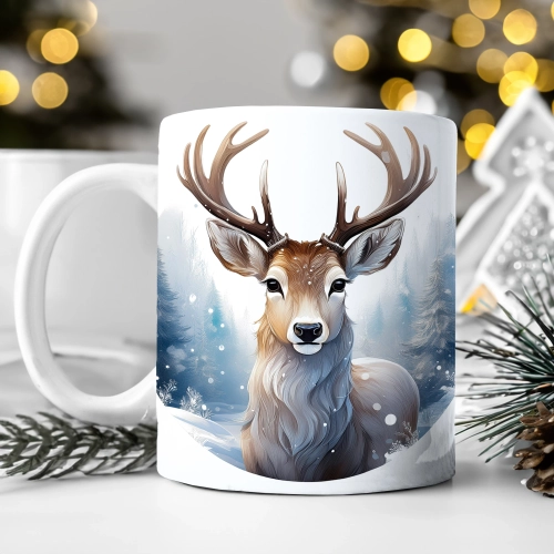 ZIMOWY KUBEK 330ml HERBATĘ KAWĘ PREZENT ŚWIĄTECZNY ŚWIĘTA RENIFER MIKOŁAJ