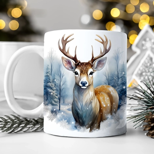 ZIMOWY KUBEK 330ml HERBATĘ KAWĘ PREZENT ŚWIĄTECZNY ŚWIĘTA RENIFER MIKOŁAJ