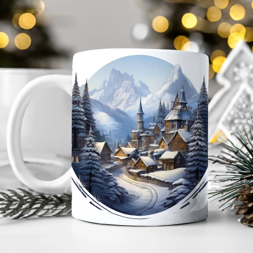 ZIMOWY KUBEK 330ml HERBATĘ KAWĘ PREZENT ŚWIĄTECZNY ŚWIĘTA RENIFER MIKOŁAJ