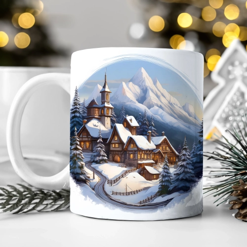 ZIMOWY KUBEK 330ml HERBATĘ KAWĘ PREZENT ŚWIĄTECZNY ŚWIĘTA RENIFER MIKOŁAJ