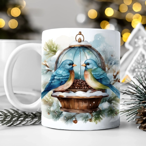 ZIMOWY KUBEK 330ml HERBATĘ KAWĘ PREZENT ŚWIĄTECZNY ŚWIĘTA RENIFER MIKOŁAJ