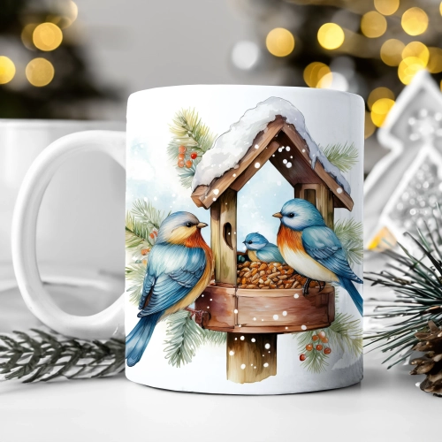 ZIMOWY KUBEK 330ml HERBATĘ KAWĘ PREZENT ŚWIĄTECZNY ŚWIĘTA RENIFER MIKOŁAJ