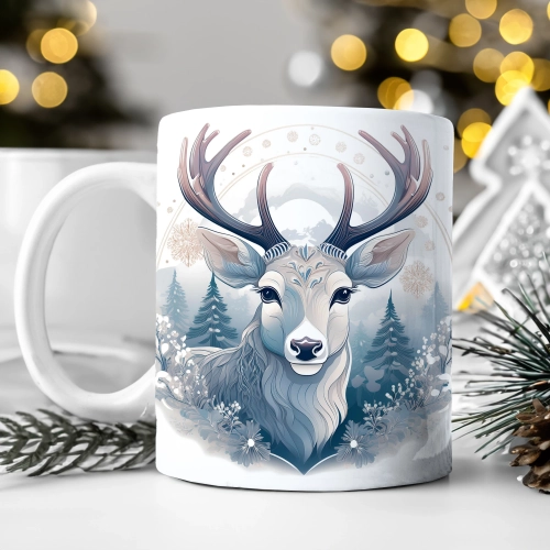 ZIMOWY KUBEK 330ml HERBATĘ KAWĘ PREZENT ŚWIĄTECZNY ŚWIĘTA RENIFER MIKOŁAJ