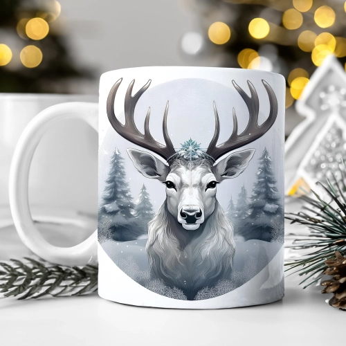 ZIMOWY KUBEK 330ml HERBATĘ KAWĘ PREZENT ŚWIĄTECZNY ŚWIĘTA RENIFER MIKOŁAJ