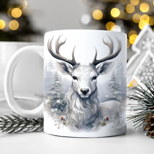 ZIMOWY KUBEK 330ml HERBATĘ KAWĘ PREZENT ŚWIĄTECZNY ŚWIĘTA RENIFER MIKOŁAJ