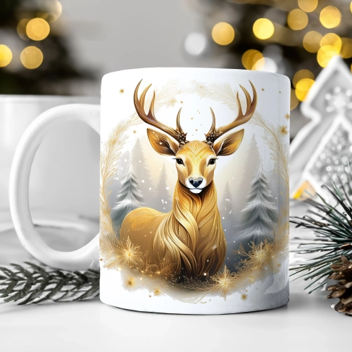 ZIMOWY KUBEK 330ml HERBATĘ KAWĘ PREZENT ŚWIĄTECZNY ŚWIĘTA RENIFER MIKOŁAJ