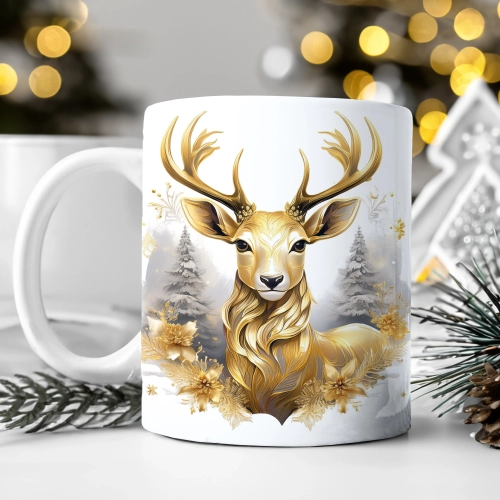 ZIMOWY KUBEK 330ml HERBATĘ KAWĘ PREZENT ŚWIĄTECZNY ŚWIĘTA RENIFER MIKOŁAJ