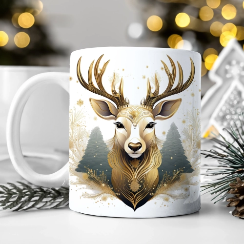 ZIMOWY KUBEK 330ml HERBATĘ KAWĘ PREZENT ŚWIĄTECZNY ŚWIĘTA RENIFER MIKOŁAJ