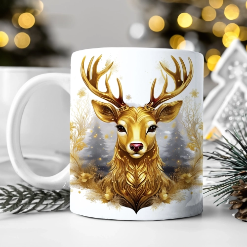 ZIMOWY KUBEK 330ml HERBATĘ KAWĘ PREZENT ŚWIĄTECZNY ŚWIĘTA RENIFER MIKOŁAJ