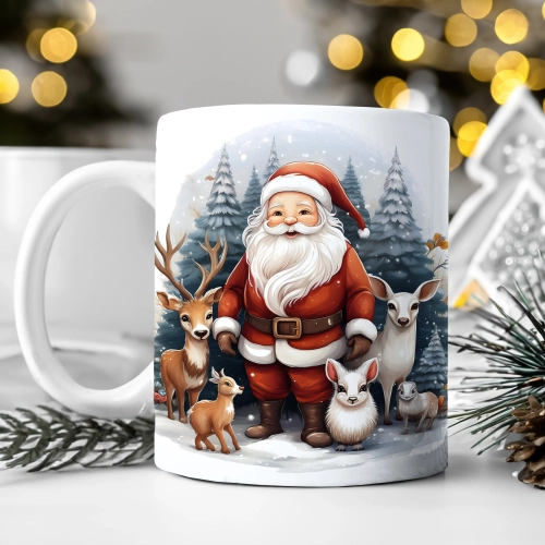 ZIMOWY KUBEK 330ml HERBATĘ KAWĘ PREZENT ŚWIĄTECZNY ŚWIĘTA RENIFER MIKOŁAJ