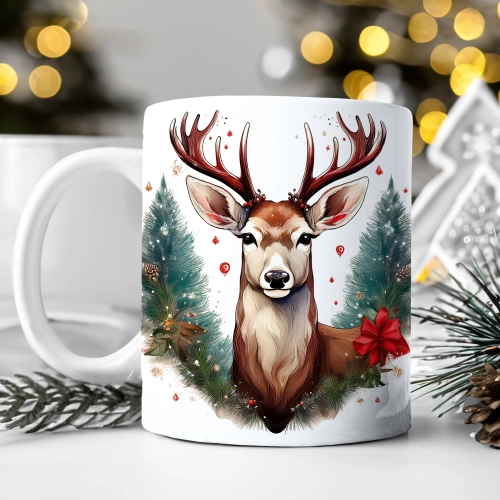 ZIMOWY KUBEK 330ml HERBATĘ KAWĘ PREZENT ŚWIĄTECZNY ŚWIĘTA RENIFER MIKOŁAJ