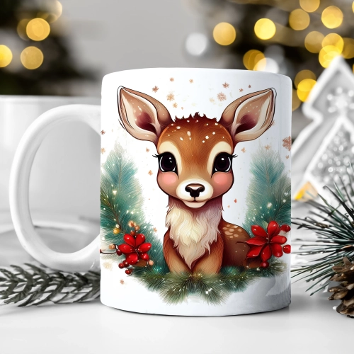 ZIMOWY KUBEK 330ml HERBATĘ KAWĘ PREZENT ŚWIĄTECZNY ŚWIĘTA RENIFER MIKOŁAJ