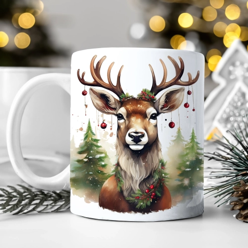 ZIMOWY KUBEK 330ml HERBATĘ KAWĘ PREZENT ŚWIĄTECZNY ŚWIĘTA RENIFER MIKOŁAJ