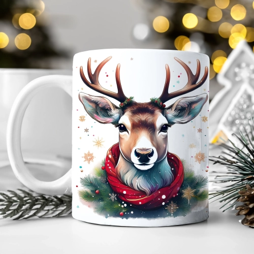 ZIMOWY KUBEK 330ml HERBATĘ KAWĘ PREZENT ŚWIĄTECZNY ŚWIĘTA RENIFER MIKOŁAJ