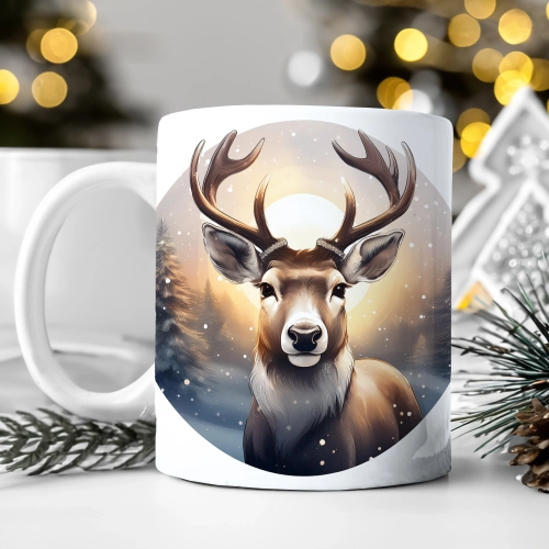 ZIMOWY KUBEK 330ml HERBATĘ KAWĘ PREZENT ŚWIĄTECZNY ŚWIĘTA RENIFER MIKOŁAJ