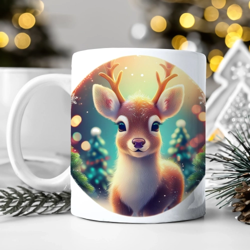 ZIMOWY KUBEK 330ml HERBATĘ KAWĘ PREZENT ŚWIĄTECZNY ŚWIĘTA RENIFER MIKOŁAJ