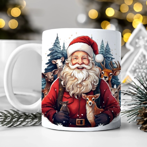 ZIMOWY KUBEK 330ml HERBATĘ KAWĘ PREZENT ŚWIĄTECZNY ŚWIĘTA RENIFER MIKOŁAJ