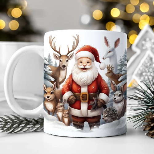 ZIMOWY KUBEK 330ml HERBATĘ KAWĘ PREZENT ŚWIĄTECZNY ŚWIĘTA RENIFER MIKOŁAJ