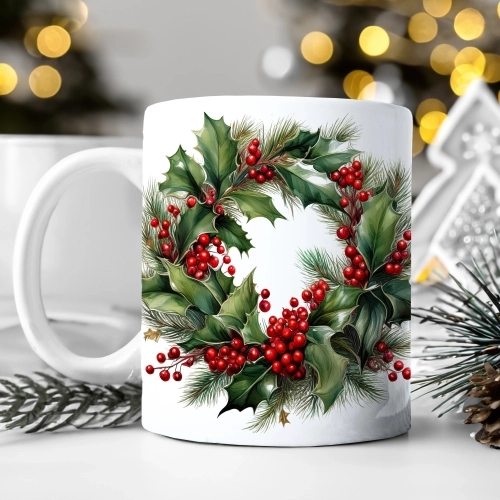 ZIMOWY KUBEK 330ml HERBATĘ KAWĘ PREZENT ŚWIĄTECZNY ŚWIĘTA RENIFER MIKOŁAJ