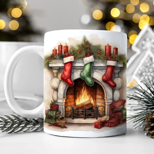 ZIMOWY KUBEK 330ml HERBATĘ KAWĘ PREZENT ŚWIĄTECZNY ŚWIĘTA RENIFER MIKOŁAJ