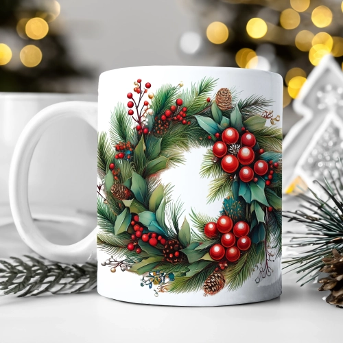 ZIMOWY KUBEK 330ml HERBATĘ KAWĘ PREZENT ŚWIĄTECZNY ŚWIĘTA RENIFER MIKOŁAJ