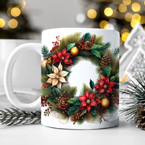 ZIMOWY KUBEK 330ml HERBATĘ KAWĘ PREZENT ŚWIĄTECZNY ŚWIĘTA RENIFER MIKOŁAJ