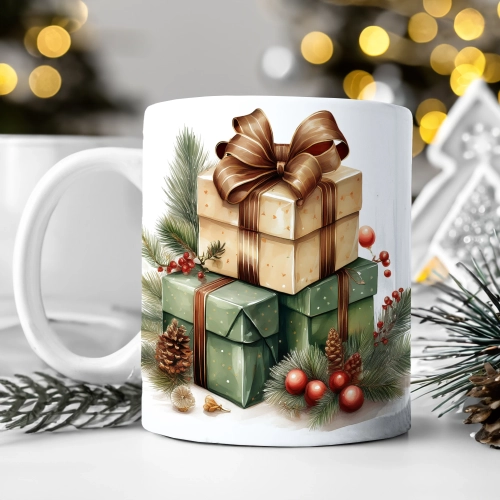 ZIMOWY KUBEK 330ml HERBATĘ KAWĘ PREZENT ŚWIĄTECZNY ŚWIĘTA RENIFER MIKOŁAJ