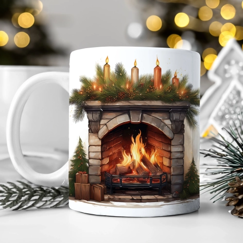 ZIMOWY KUBEK 330ml HERBATĘ KAWĘ PREZENT ŚWIĄTECZNY ŚWIĘTA RENIFER MIKOŁAJ