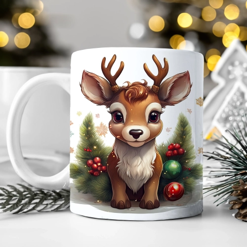 ZIMOWY KUBEK 330ml HERBATĘ KAWĘ PREZENT ŚWIĄTECZNY ŚWIĘTA RENIFER MIKOŁAJ