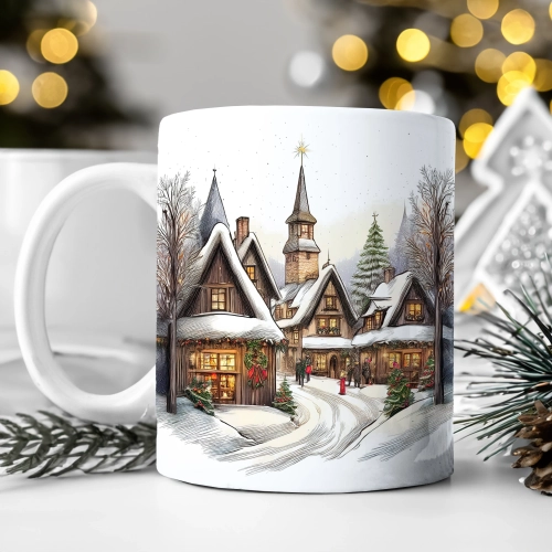 ZIMOWY KUBEK 330ml HERBATĘ KAWĘ PREZENT ŚWIĄTECZNY ŚWIĘTA RENIFER MIKOŁAJ