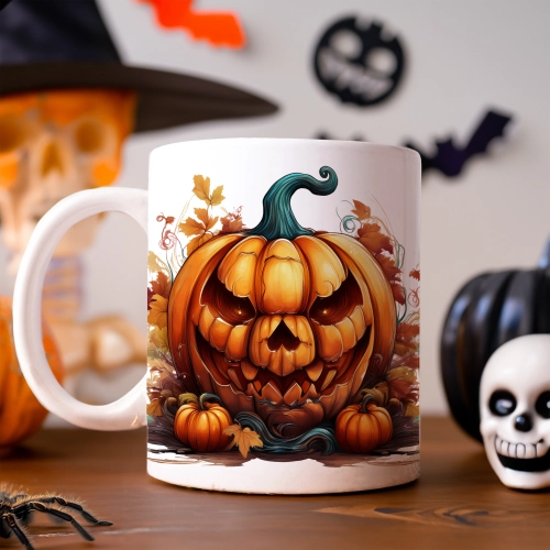 HALLOWEENOWY KUBEK 330ml NA HERBATĘ KAWĘ NA PREZENT STRASZNY DYNIA