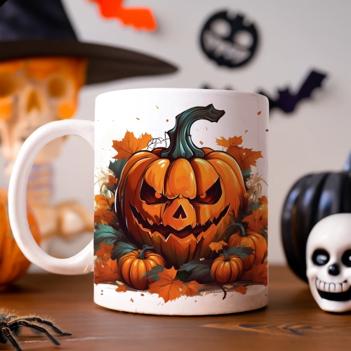 HALLOWEENOWY KUBEK 330ml NA HERBATĘ KAWĘ NA PREZENT STRASZNY DYNIA
