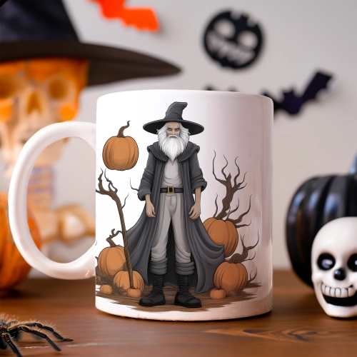 HALLOWEENOWY KUBEK 330ml NA HERBATĘ KAWĘ NA PREZENT WIEDŹMIN CZARODZIEJ DYNIE