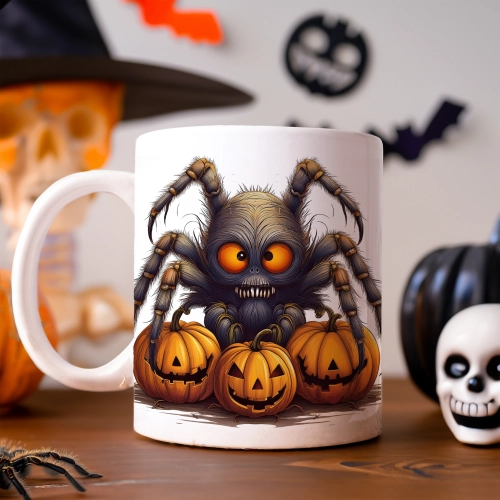 HALLOWEENOWY KUBEK 330ml NA HERBATĘ KAWĘ NA PREZENT PAJĄK DYNIE