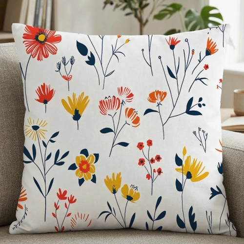 Ozdobna poszewka na jasiek we wzór Letnia Łąka na kanapie