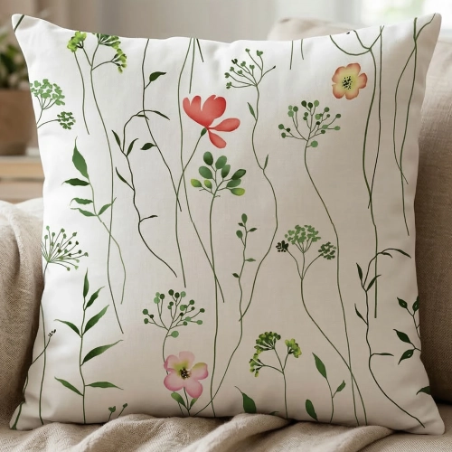 Ozdobna poszewka na jasiek we wzór Wiosenne Pnącza na kanapie