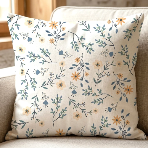 Ozdobna poszewka na jasiek we wzór Jesienny Ogród na fotelu