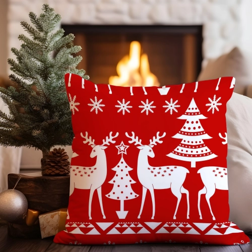 LUKSUSOWA ŚWIĄTECZNA POSZEWKA DEKORACYJNA 45x45 JASIEK 100% BAWEŁNA PREMIUM