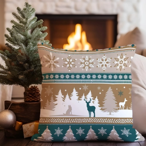 LUKSUSOWA ŚWIĄTECZNA POSZEWKA DEKORACYJNA 45x45 JASIEK 100% BAWEŁNA PREMIUM