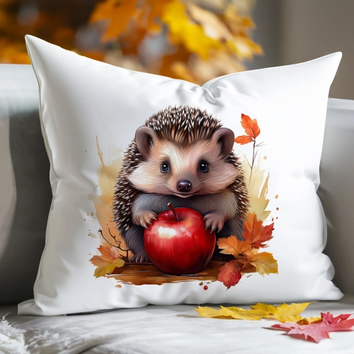 POSZEWKA DEKORACYJNA 50x70 JASIEK OZDOBNA JESIENNA JEŻ Z JABŁKIEM