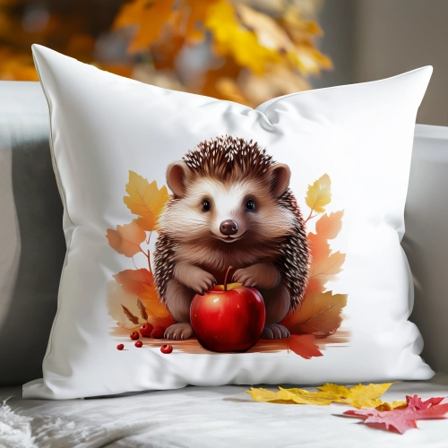 POSZEWKA DEKORACYJNA 50x70 JASIEK OZDOBNA JESIENNA JEŻ Z JABŁKIEM