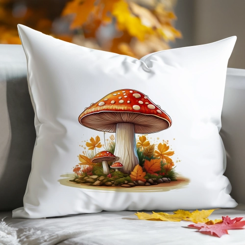 POSZEWKA DEKORACYJNA 50x70 JASIEK OZDOBNA JESIENNA MUCHOMOR GRZYB