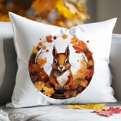 POSZEWKA DEKORACYJNA 50x70 JASIEK OZDOBNA JESIENNA WIEWIÓRKA